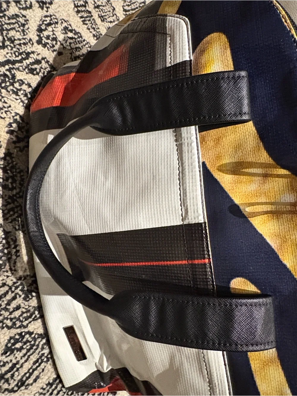 RAREFORM Men's Colorblock Canvas Tote Bag in Navy, White & Yellow